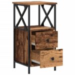 Table de chevet vieux bois 34x35,5x70 cm bois d'ingénierie – Image 5