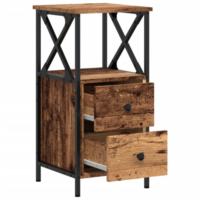 Table de chevet vieux bois 34x35,5x70 cm bois d'ingénierie – Image 5