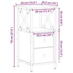 Table de chevet vieux bois 34x35,5x70 cm bois d'ingénierie – Image 8