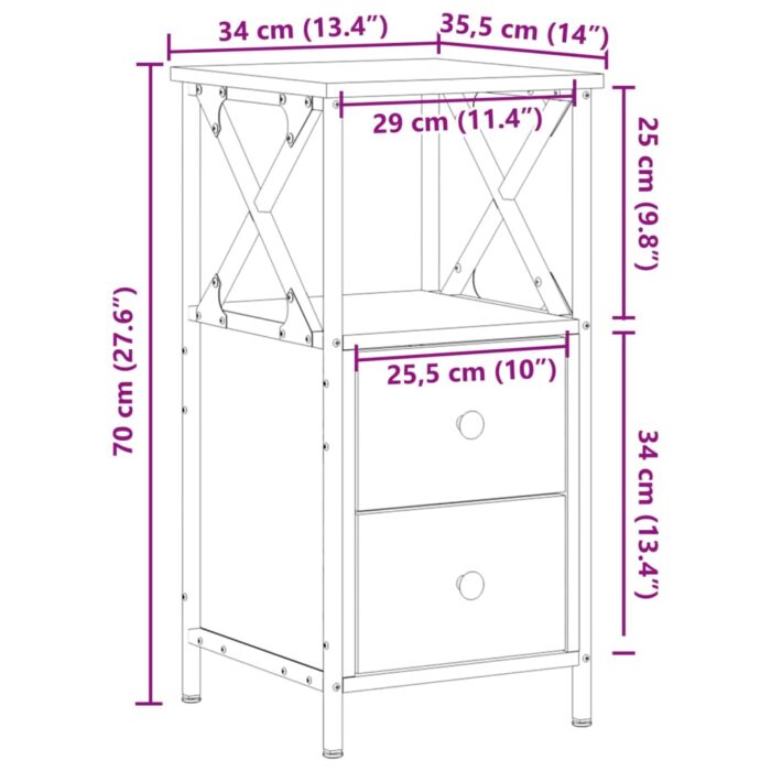 Table de chevet vieux bois 34x35,5x70 cm bois d'ingénierie – Image 8