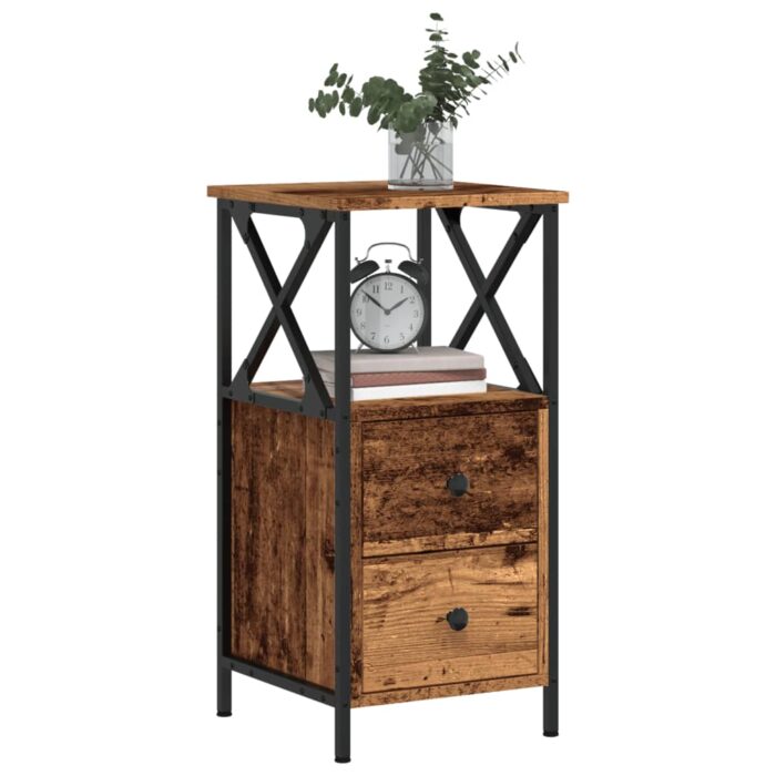 Table de chevet vieux bois 34x35,5x70 cm bois d'ingénierie – Image 1