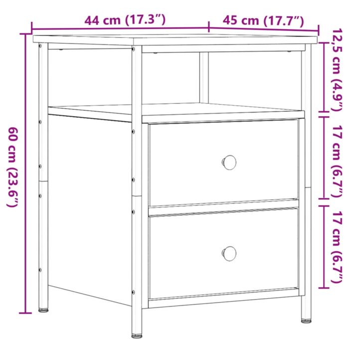 Tables de chevet 2 pcs vieux bois 44x45x60 cm bois d'ingénierie – Image 9