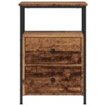 Table de chevet vieux bois 34x35,5x50 cm bois d’ingénierie – Image 2