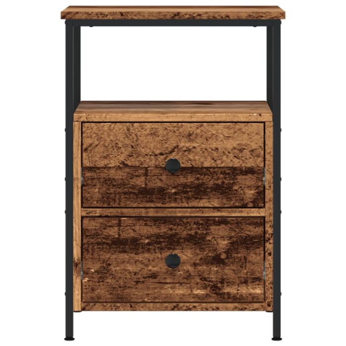 Table de chevet vieux bois 34x35,5x50 cm bois d’ingénierie – Image 2