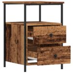 Table de chevet vieux bois 34x35,5x50 cm bois d’ingénierie – Image 5