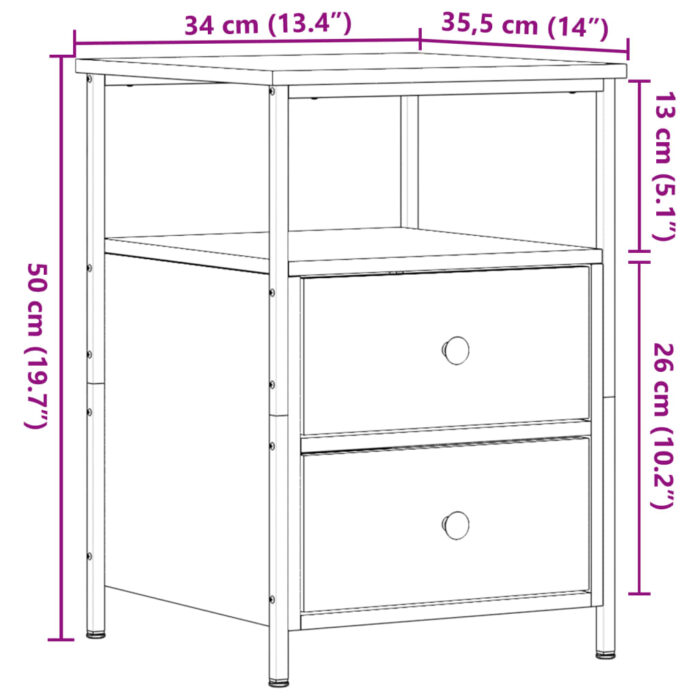 Table de chevet vieux bois 34x35,5x50 cm bois d’ingénierie – Image 8