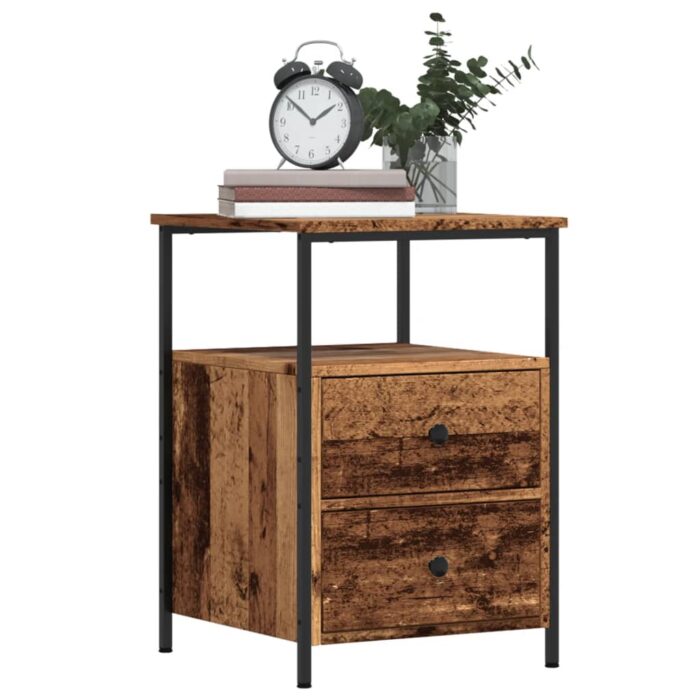 Table de chevet vieux bois 34x35,5x50 cm bois d’ingénierie – Image 1
