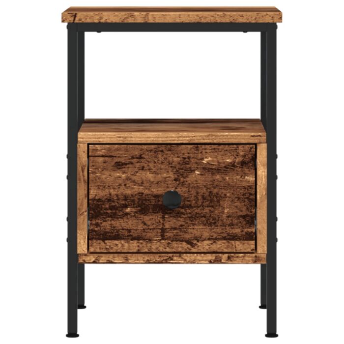 Table de chevet vieux bois 34x36x50 cm bois d’ingénierie – Image 2