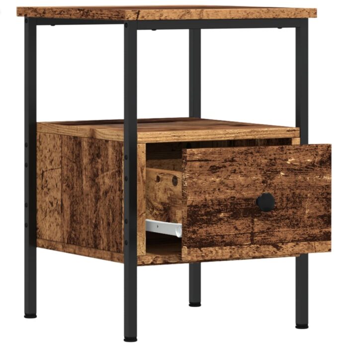 Table de chevet vieux bois 34x36x50 cm bois d’ingénierie – Image 3