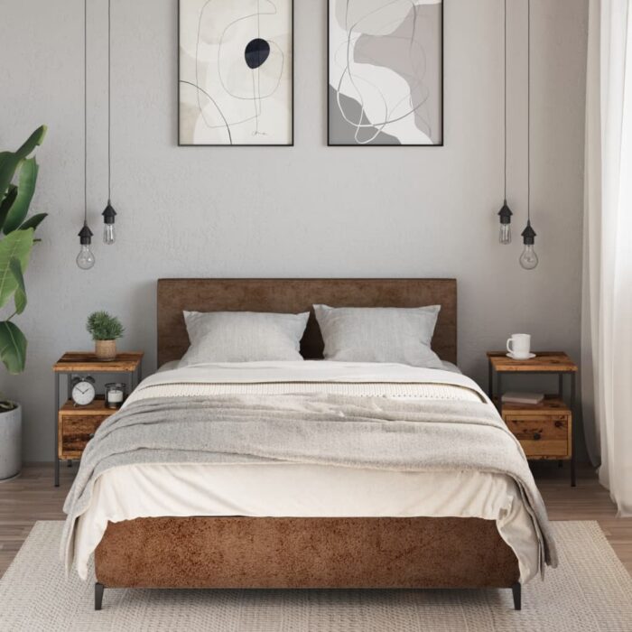 Tables de chevet 2 pcs vieux bois 34x36x50 cm bois d'ingénierie – Image 1