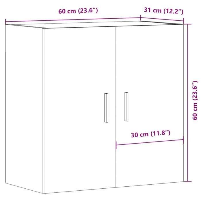 Armoire murale vieux bois 60x31x60 cm bois d'ingénierie – Image 9