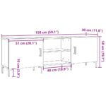 Meuble TV vieux bois 150x30x50 cm bois d'ingénierie – Image 9