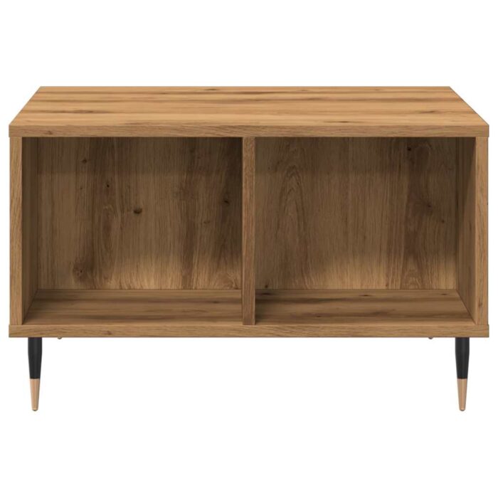 Table basse chêne artisanal 60x50x36,5 cm bois d'ingénierie – Image 2
