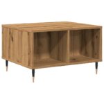 Table basse chêne artisanal 60x50x36,5 cm bois d'ingénierie – Image 4
