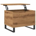 Table basse chêne artisanal 60x44,5x45 cm bois d'ingénierie – Image 3