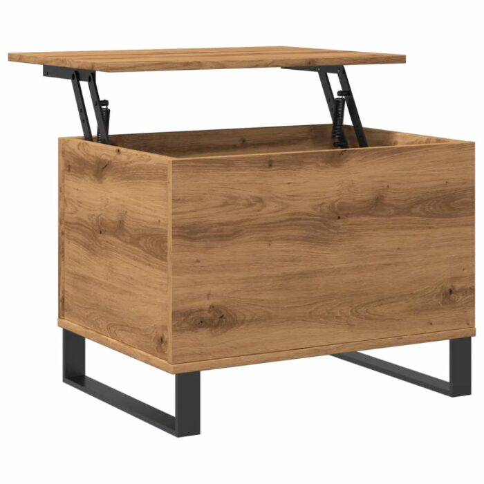 Table basse chêne artisanal 60x44,5x45 cm bois d'ingénierie – Image 3