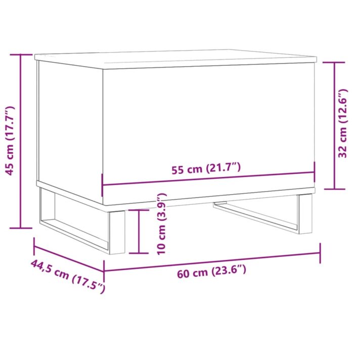 Table basse chêne artisanal 60x44,5x45 cm bois d'ingénierie – Image 8