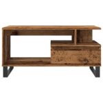 Table basse vieux bois 90x49x45 cm bois d'ingénierie – Image 2