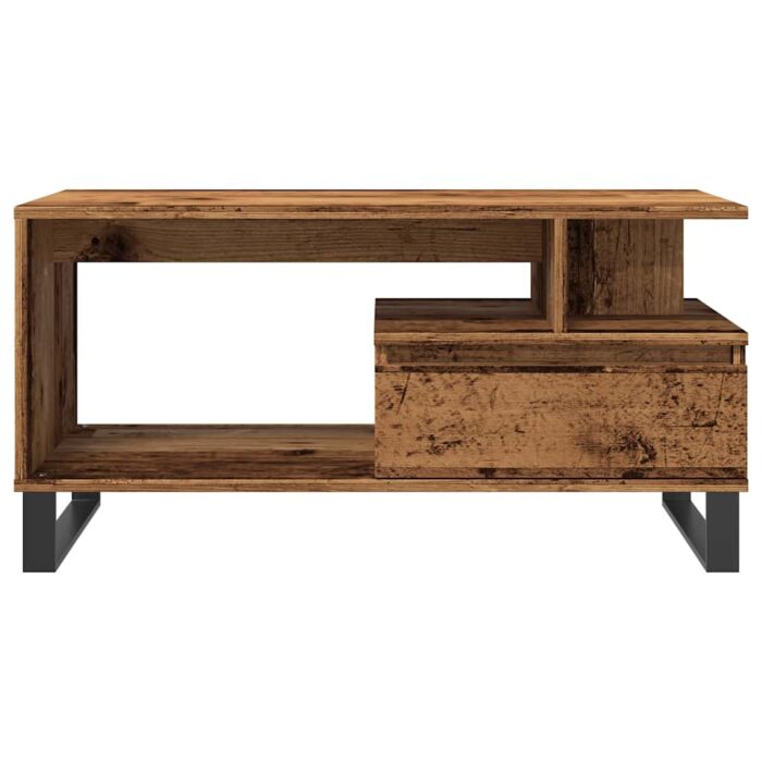 Table basse vieux bois 90x49x45 cm bois d'ingénierie – Image 2