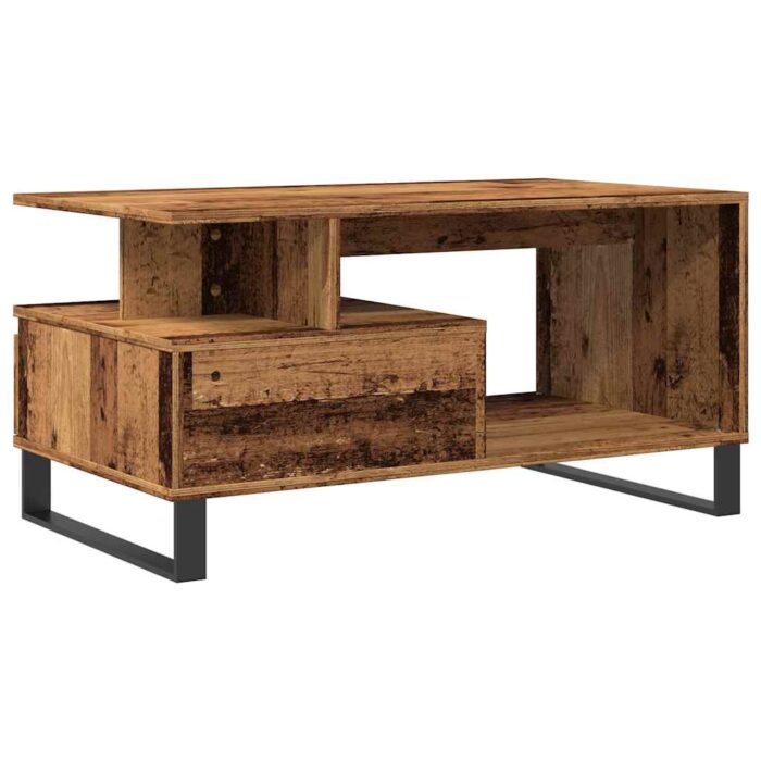 Table basse vieux bois 90x49x45 cm bois d'ingénierie – Image 4