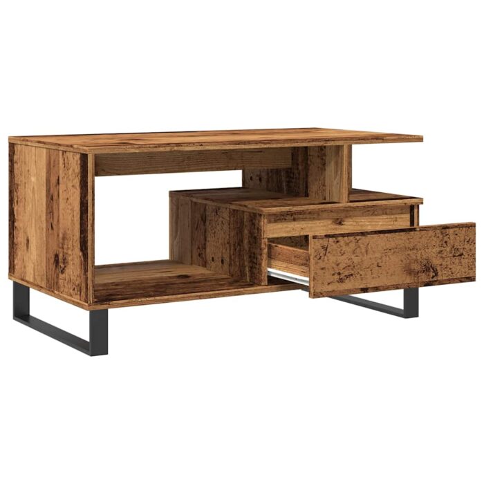 Table basse vieux bois 90x49x45 cm bois d'ingénierie – Image 5