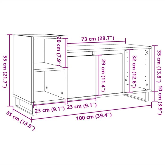 Meuble TV vieux bois 100x35x55 cm bois d'ingénierie – Image 9