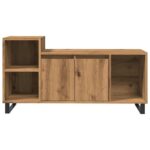 Meuble TV chêne artisanal 100x35x55 cm bois d'ingénierie – Image 2