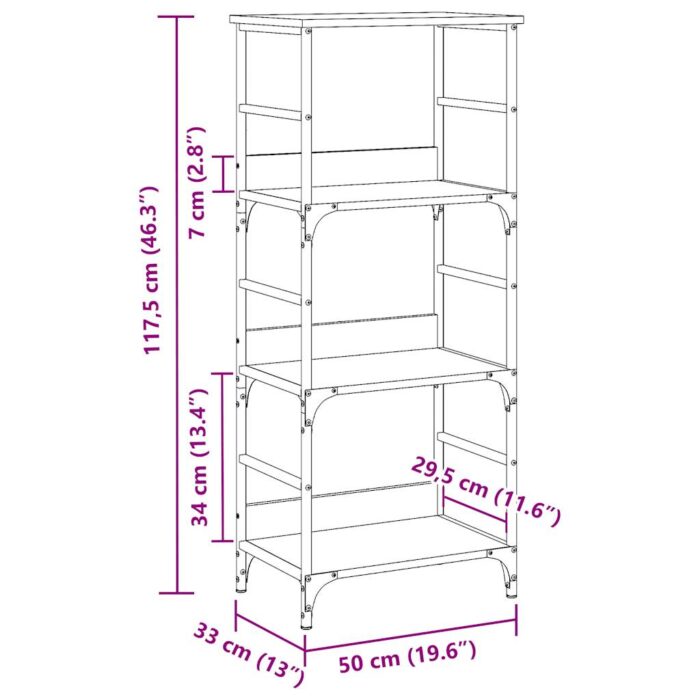 Bibliothèque vieux bois 50x33x117,5 cm bois d'ingénierie – Image 7
