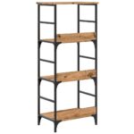 Bibliothèque chêne artisanal 50x33x117,5 cm bois d'ingénierie – Image 4