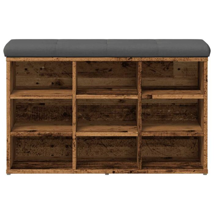 Banc à chaussures vieux bois 82x32x50 cm bois d'ingénierie – Image 2