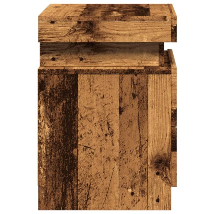 Table de chevet et LED vieux bois 35x39x55 cm bois d'ingénierie – Image 5