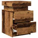 Tables de chevet avec LED 2 pcs vieux bois bois d'ingénierie – Image 8