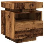 Armoires de chevet et lumières LED 2pcs vieux bois 40x39x48,5cm – Image 3
