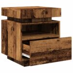 Armoires de chevet et lumières LED 2pcs vieux bois 40x39x48,5cm – Image 7