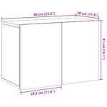 Meuble TV mural chêne artisanal 60x30x41 cm – Image 10