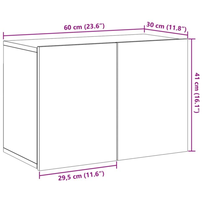 Meuble TV mural chêne artisanal 60x30x41 cm – Image 10