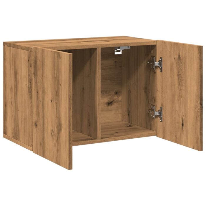 Meuble TV mural chêne artisanal 60x30x41 cm – Image 4