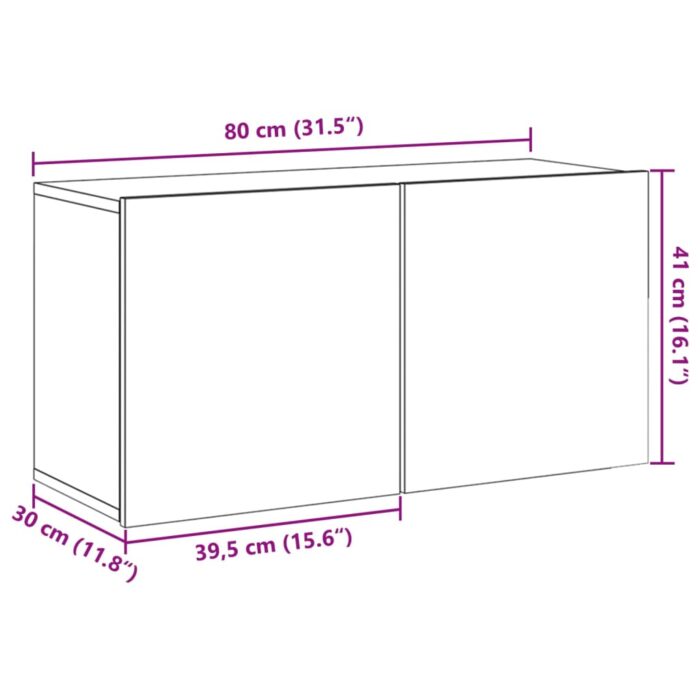Meuble TV mural vieux bois 80x30x41 cm – Image 10