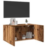 Meuble TV mural vieux bois 80x30x41 cm – Image 2