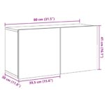 Meuble TV mural chêne artisanal 80x30x41 cm – Image 10
