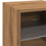 Meubles TV muraux lumières LED 2 pcs chêne artisanal – Image 8