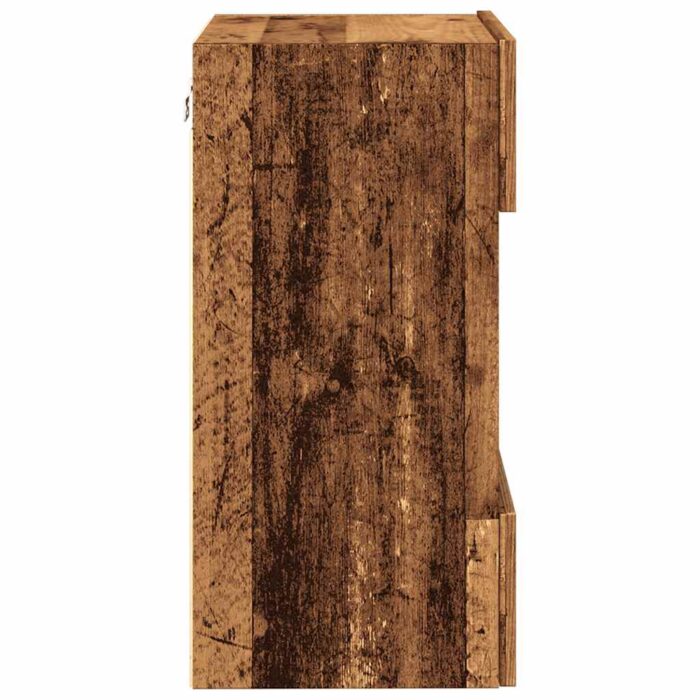 Meubles TV muraux et lumières LED 2 pcs vieux bois 40x30x60,5cm – Image 7