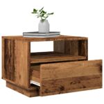 Table basse avec lumières LED vieux bois 50x49x40 cm – Image 4
