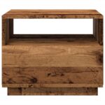 Table basse avec lumières LED vieux bois 50x49x40 cm – Image 5