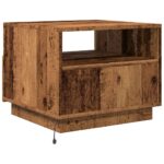 Table basse avec lumières LED vieux bois 50x49x40 cm – Image 7