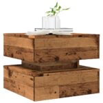 Table basse avec lumières LED vieux bois 50x50x40 cm – Image 4