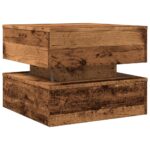 Table basse avec lumières LED vieux bois 50x50x40 cm – Image 7
