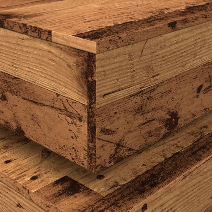 Table basse avec lumières LED vieux bois 50x50x40 cm – Image 8