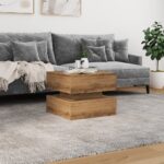 Table basse avec lumières LED chêne artisanal 50x50x40 cm – Image 2