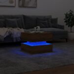 Table basse avec lumières LED chêne artisanal 50x50x40 cm – Image 3